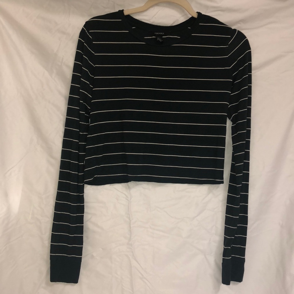 Crop Top Long Steve Fashion Soft Stripes Womens